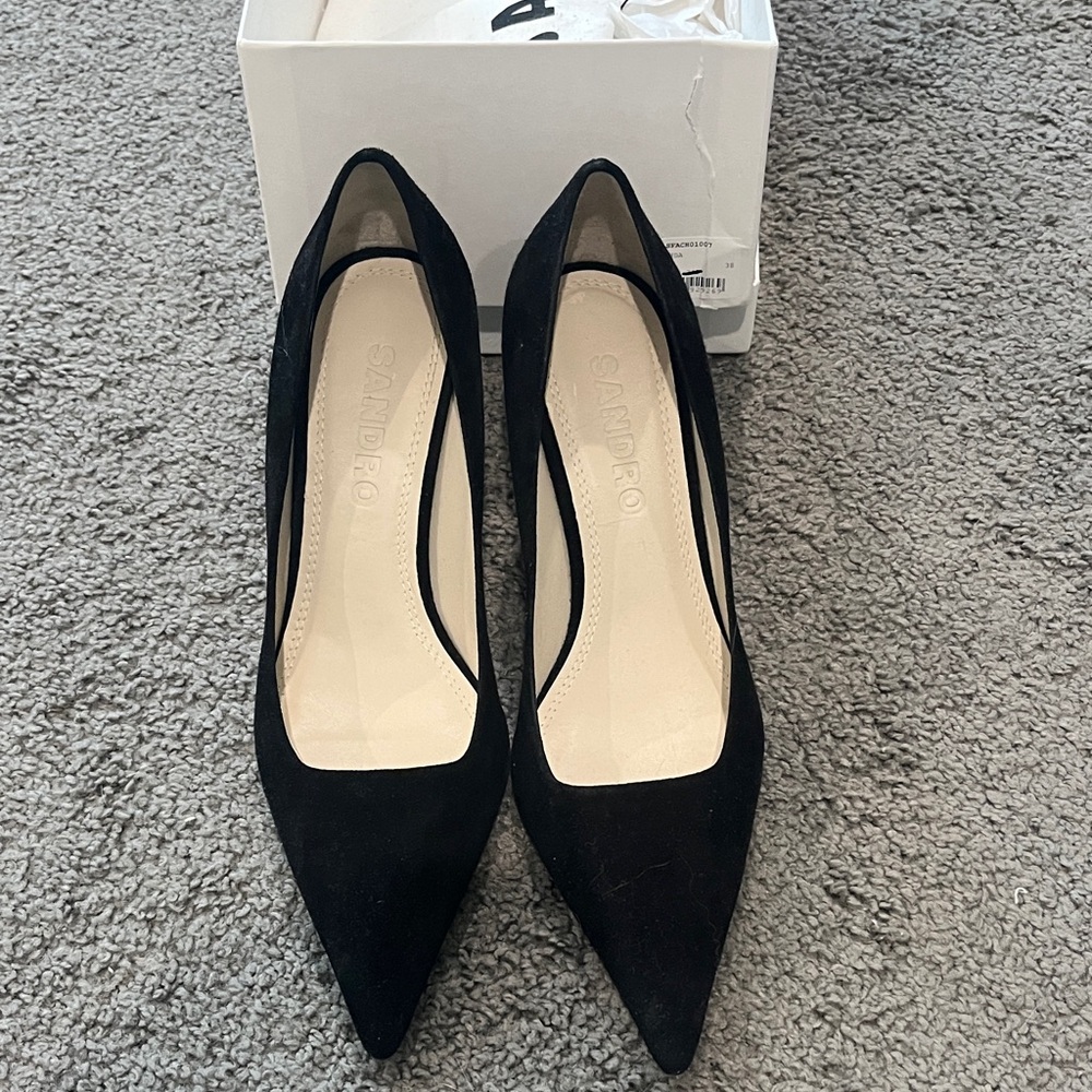 Sandro Black Suede Heels - Picture 2 of 6